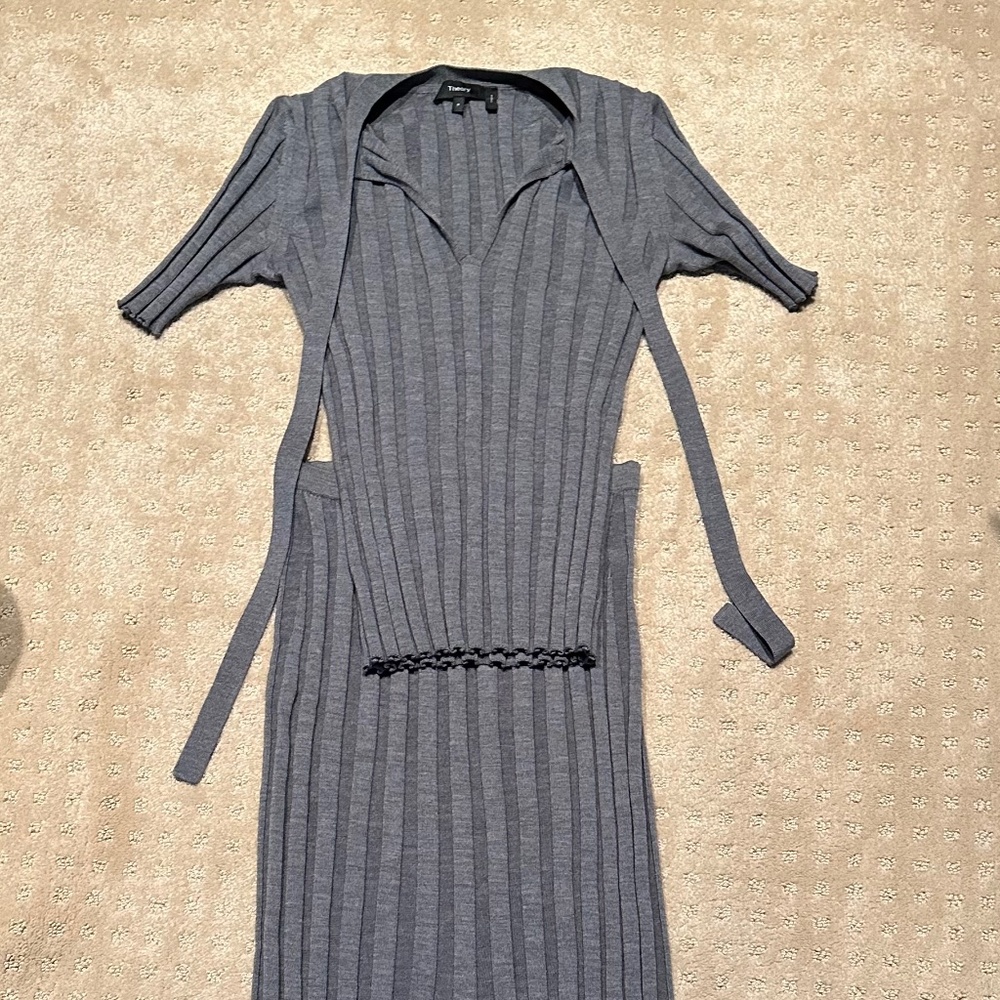 Theory Evian Wide Ribbed Wool-blend Midi Skirt and Too